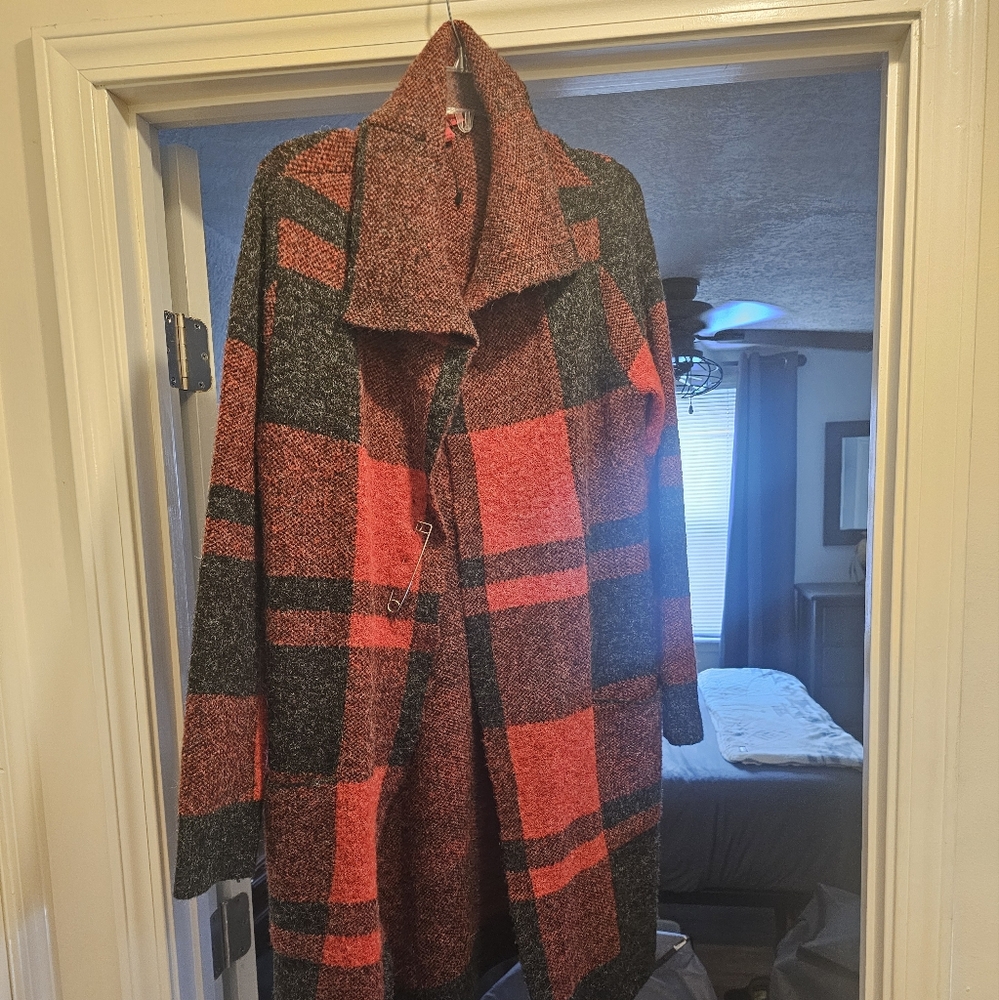 RED Buffalo plaid Sweater